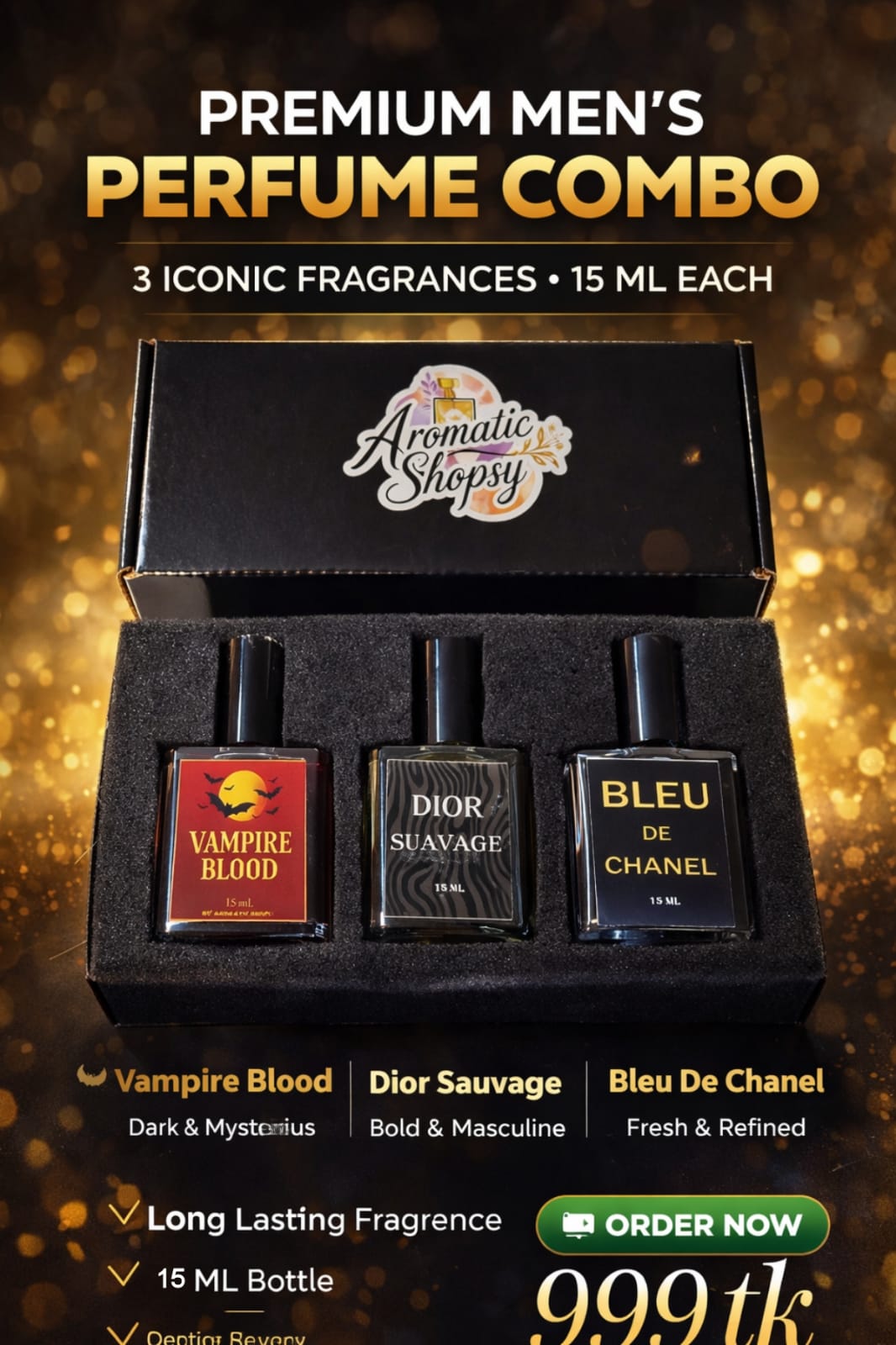 15ml Premium Spray Perfume Trio Box – Signature Collection for Men